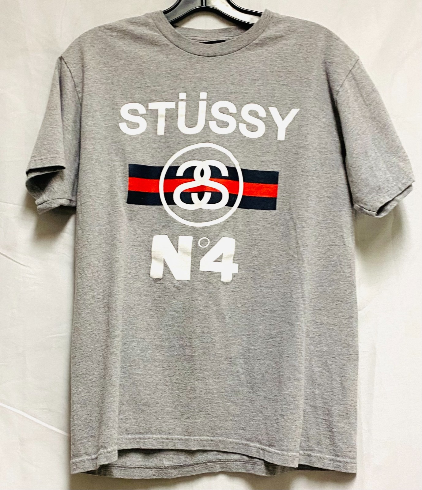 VINTAGE RARE N4 STUSSY GRAY T-SHIRT WHITE LETTERS N4 MEN\'S SIZE MEDIUM