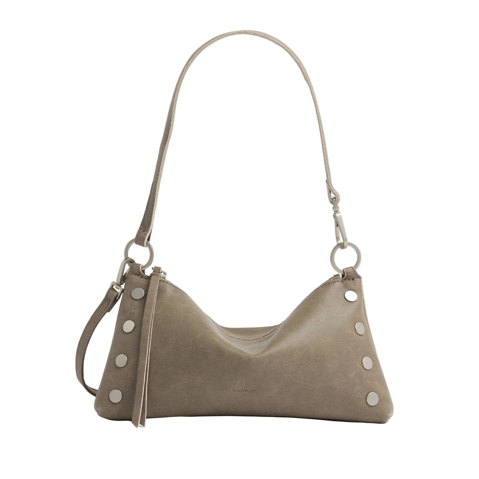 Hammitt Kyle Sml Pewter Pebble Leather Convertible Handbag Silver Hardware