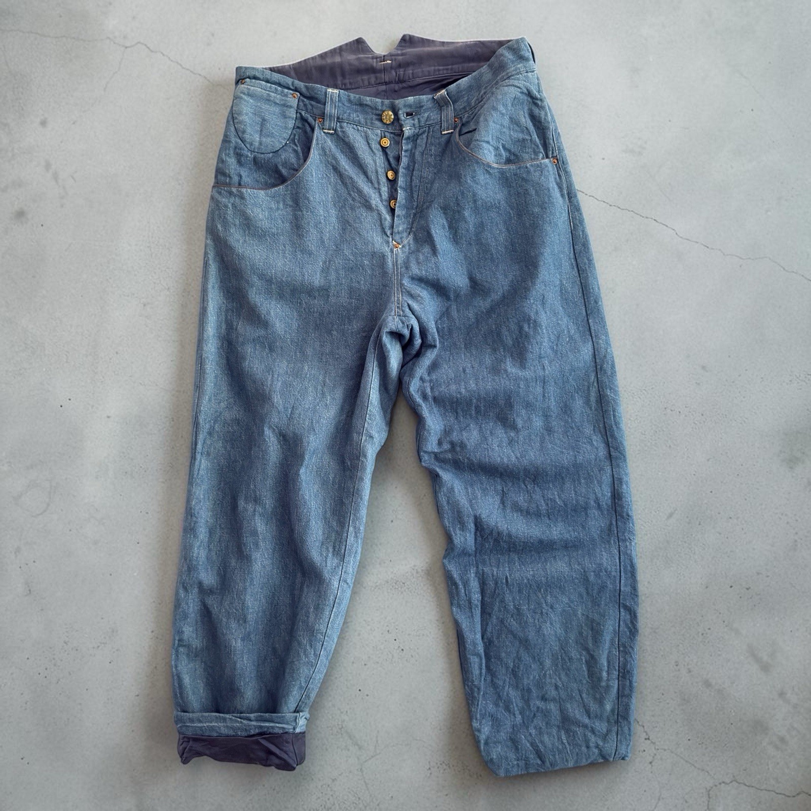 RARE Vtg 2014 Levis RED Lined Picker Jeans Silk Lined Selvedge Fishtail 30x29