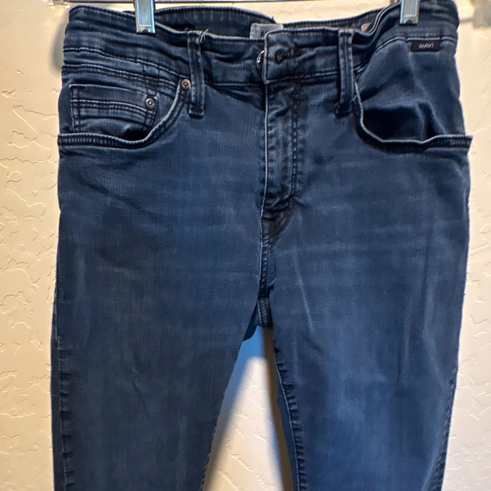 Mavi Men’s Slim Fit Dark Wash Blue Denim Jeans Stretch Mid Rise Zip/Button