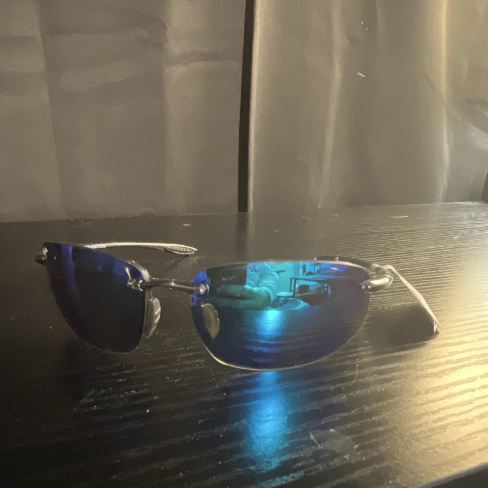 Maui Jim Ho\'okipa B407-11 Polarized Blue Hawaii Smoke Grey Metal Sunglasses
