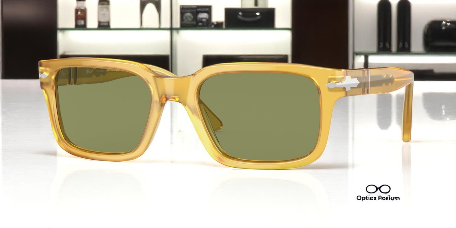 PERSOL PO3272S 204 4E Miele Green 53 mm Men\'s Sunglasses