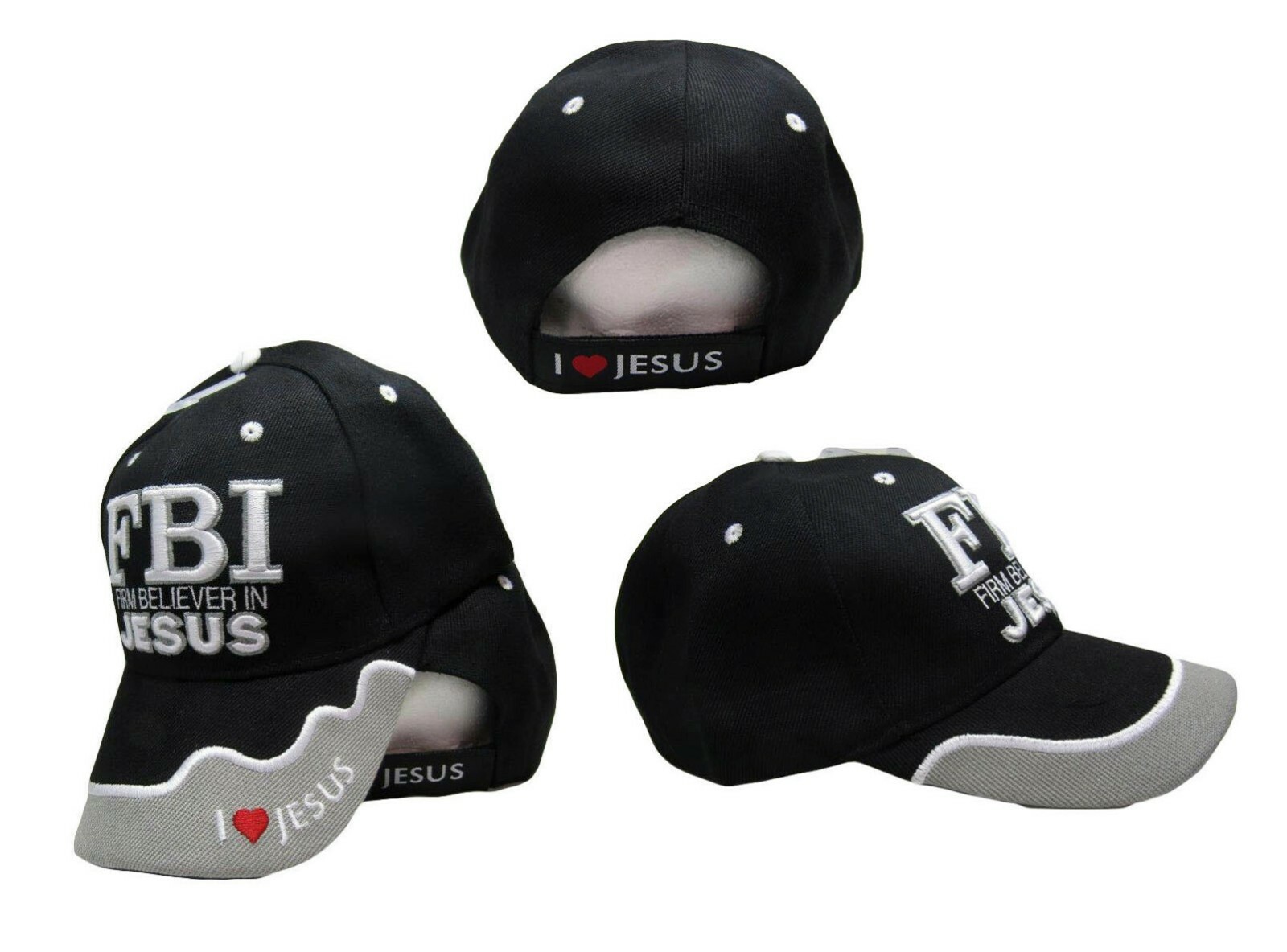 FBI FIRM BELIEVER IN JESUS Religion Adjustable Baseball BLACK Cap Hat