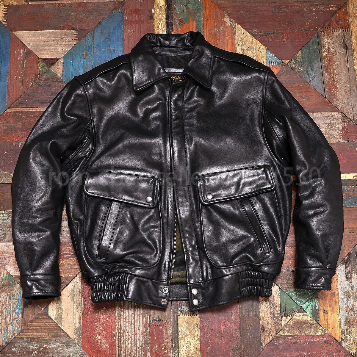 Men\'s Black Genuine Lambskin Leather Bomber Jacket Vintage Flight Aviator Coat