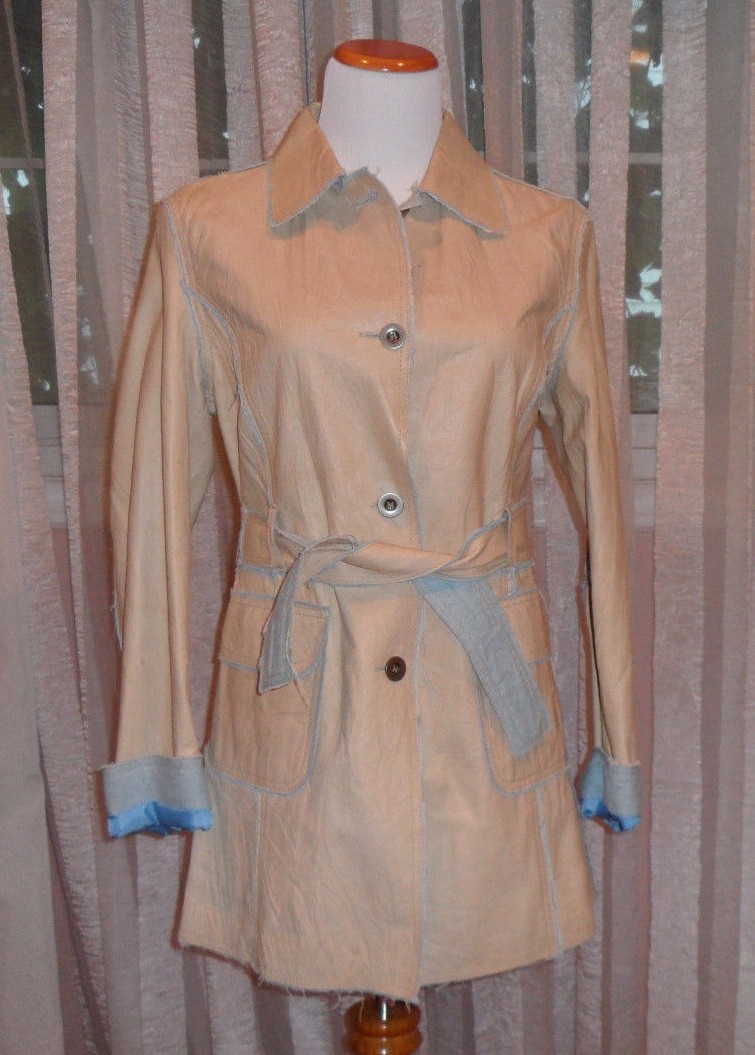 LADIES GREAT LOOKING JACKET GENUINE LEATHER DENIM LINING BY EBRA VOGLIO