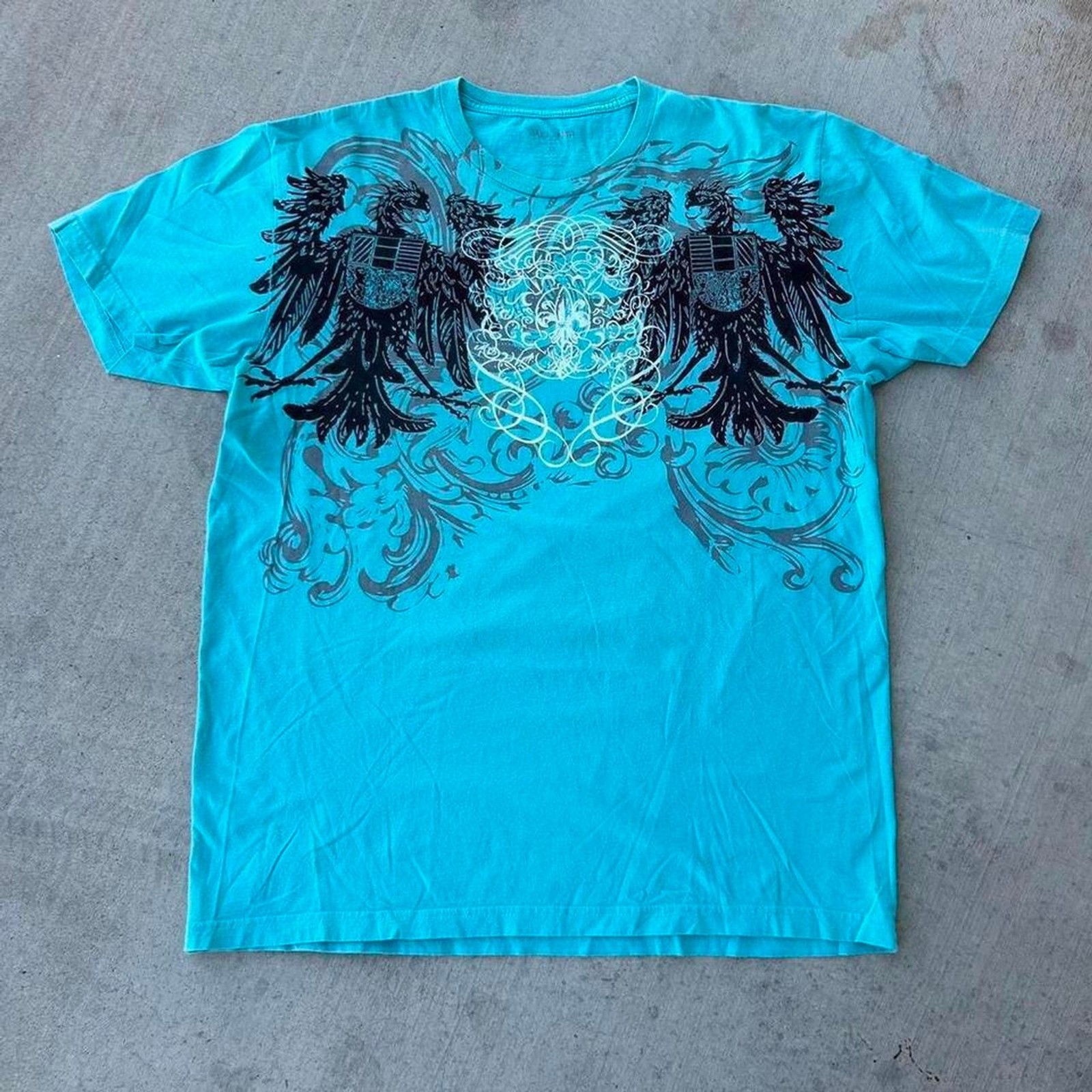 Y2K Turquoise Eagle Graphic T-Shirt