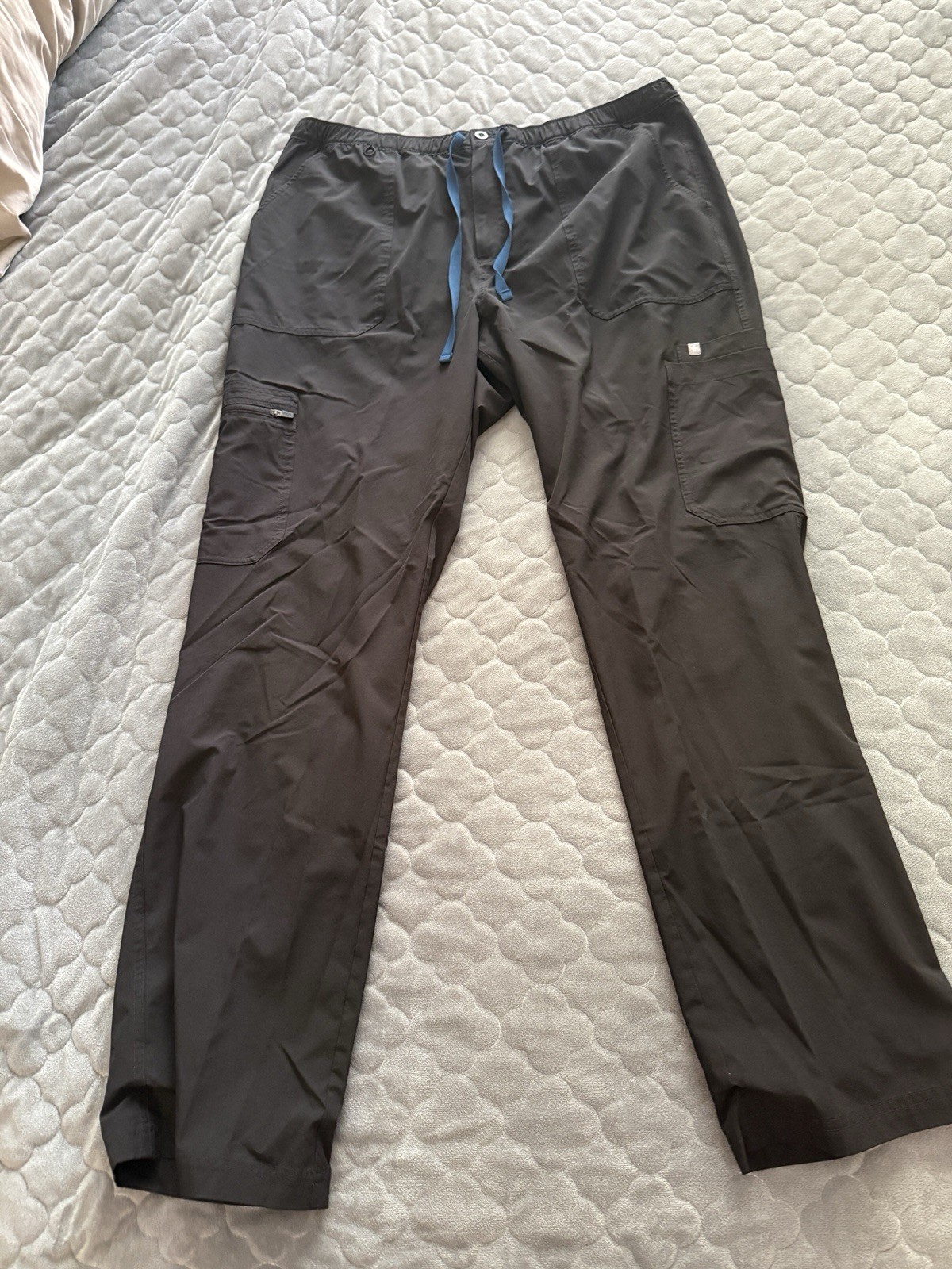 FIGS Technical Collection Scrub Pants XL Black Drawstring Waist