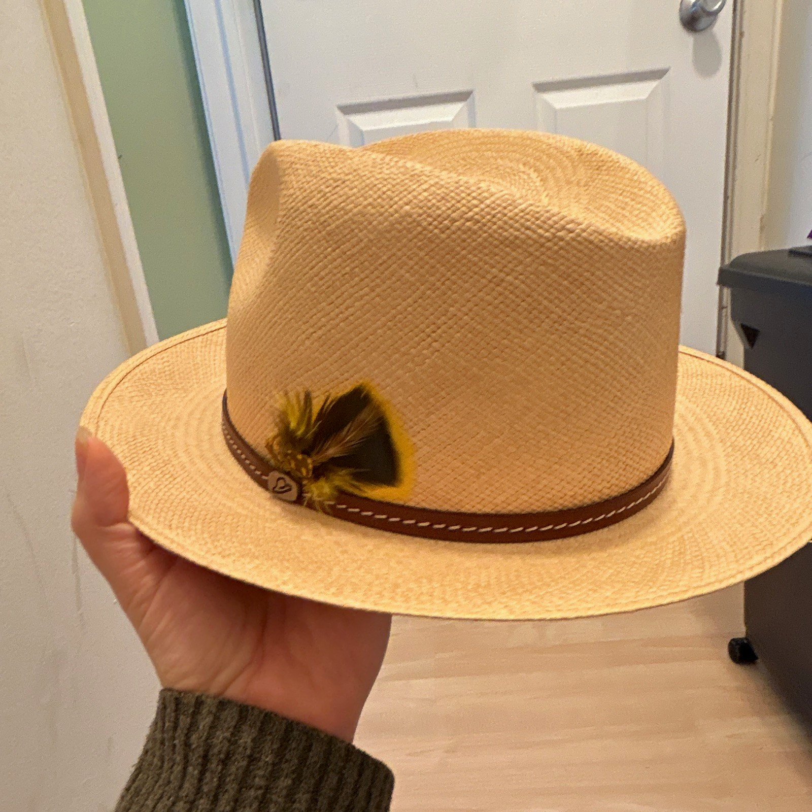 Vintage Borsalino Italy Panama Straw Fedora Hat w/ Historic Detroit Henry Box