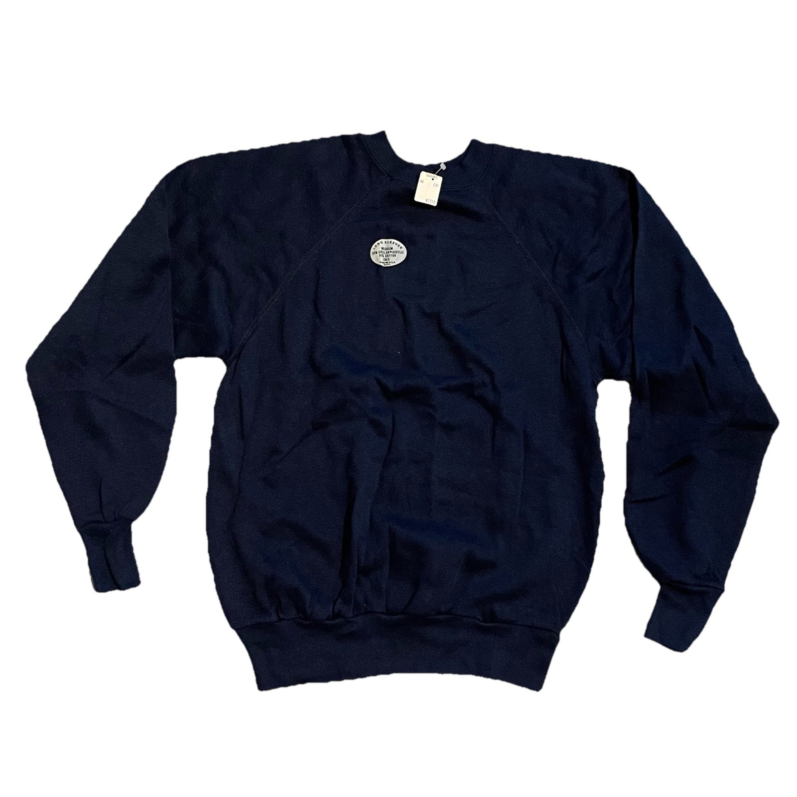 NOS Vintage 70s 80s Pannill Navy Blue Pullover Crewneck Sweatshirt Size M USA