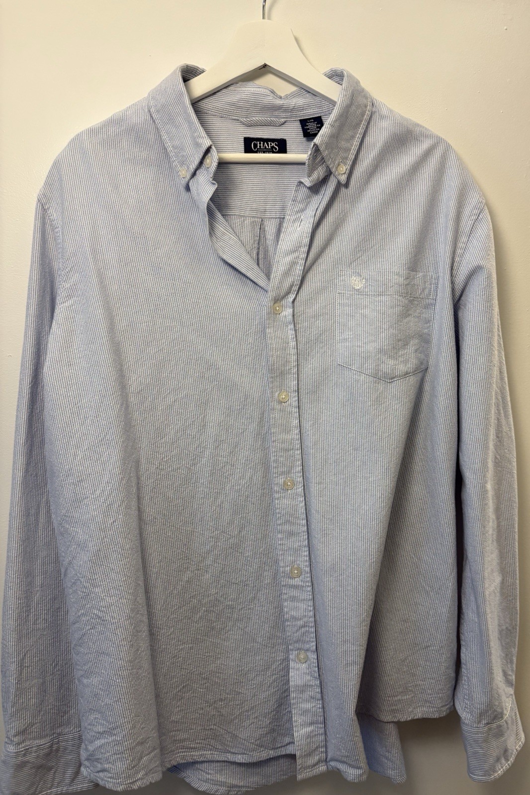 Lot of 2 Chaps Men’s L (Blue and Green striped) Long Sleeve Button-Up Shirt