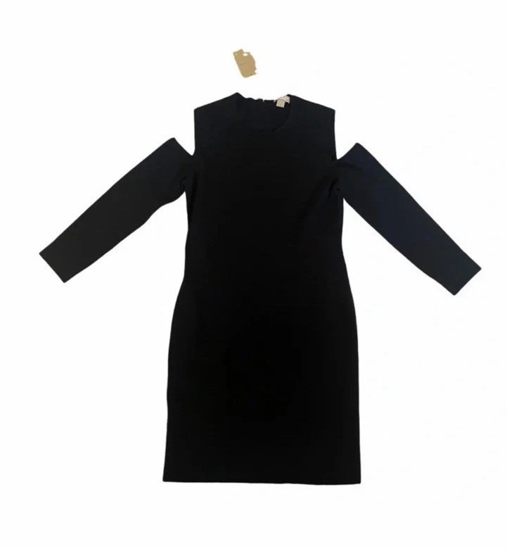 NWT Michael Kors Collection Black Peekaboo Stretch Jersey Dress Sz L MSRP$1,195