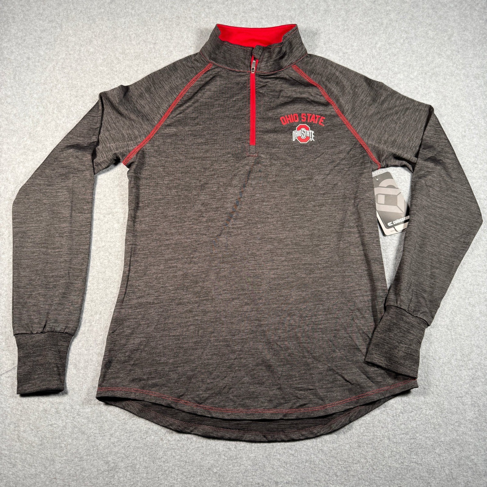 Colosseum Ohio State Buckeyes Womens Quarter Zip Pullover Heather Grey Medium