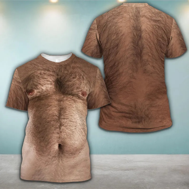 Funny Hairy Chest 3D T-shirt All Over Print Realistic Body Gag Gift