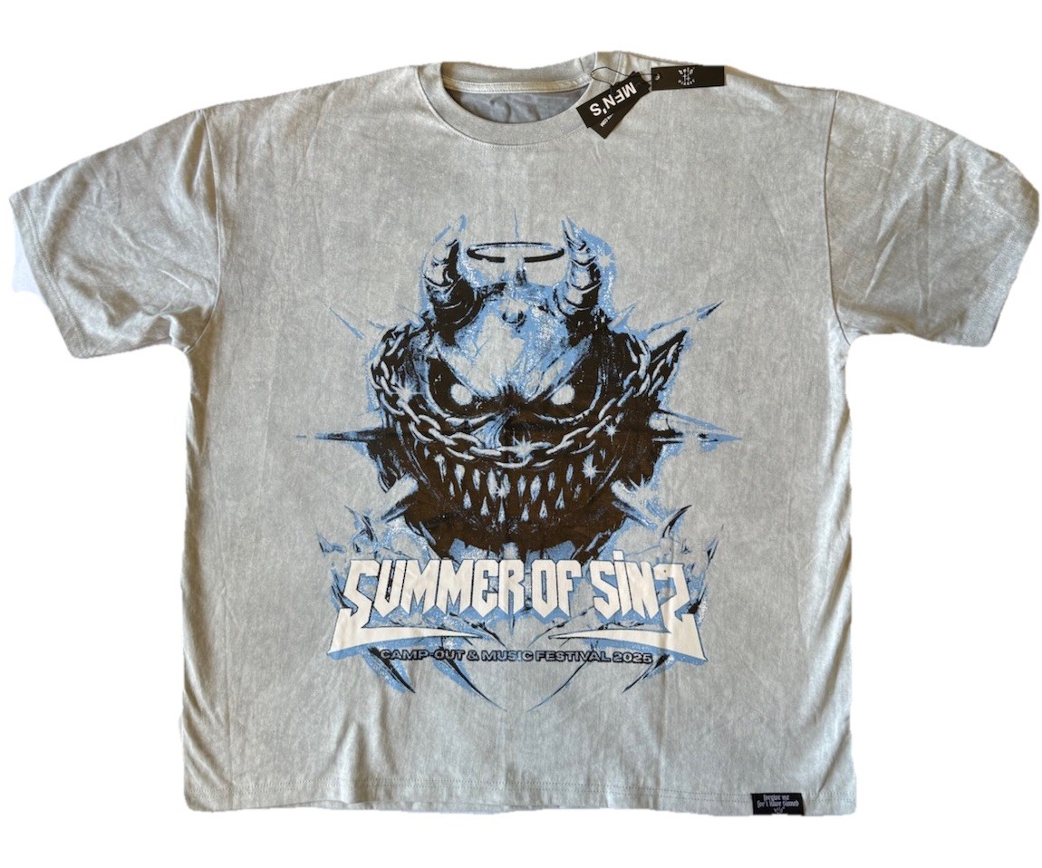 Holy Sinner Summer Of Sinz 2025 Festival T Shirt Mens XL NWT Gray Graphic Tee