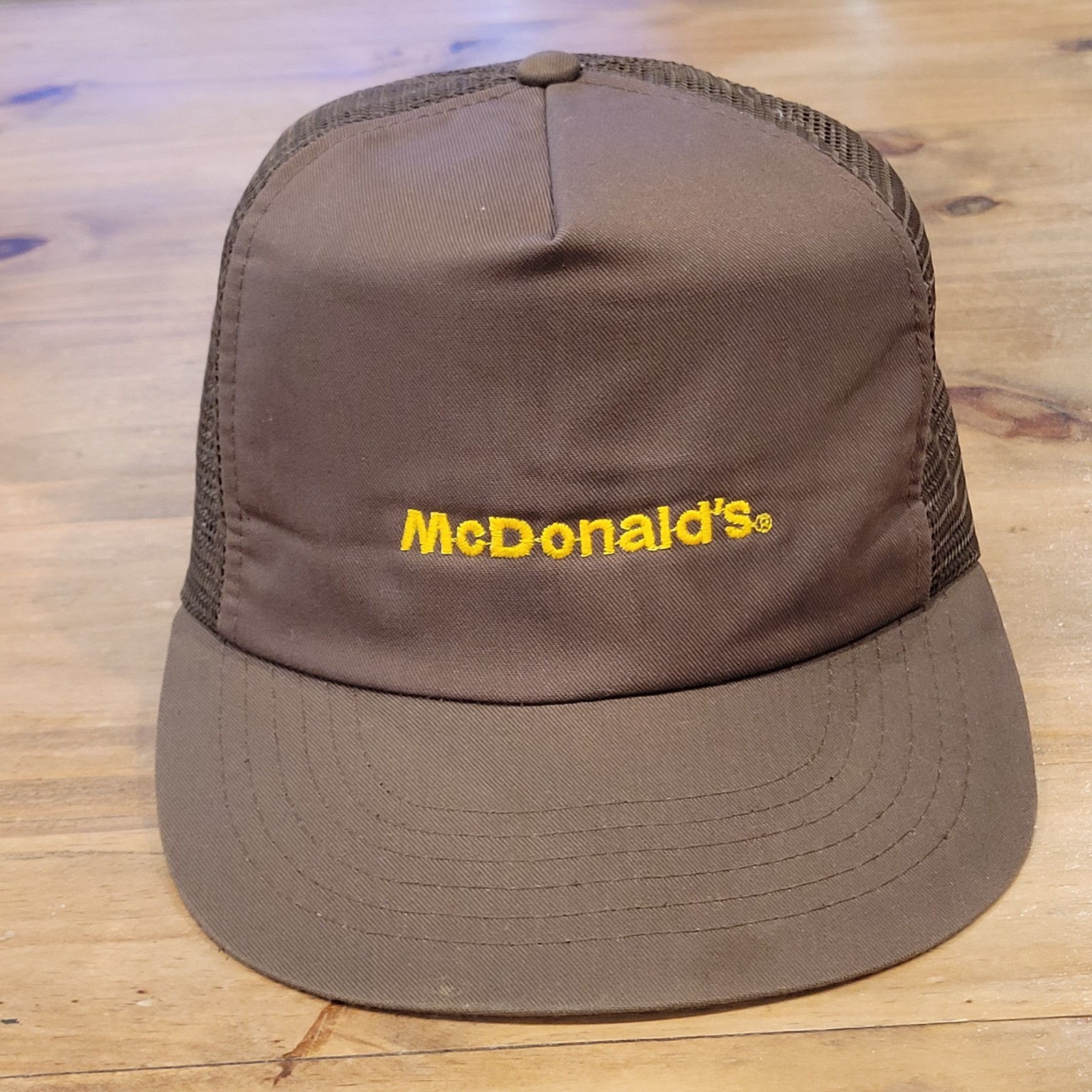 Vintage McDonald\'s Hat Snapback 80s Made USA Brown Work Crew Employee One Size