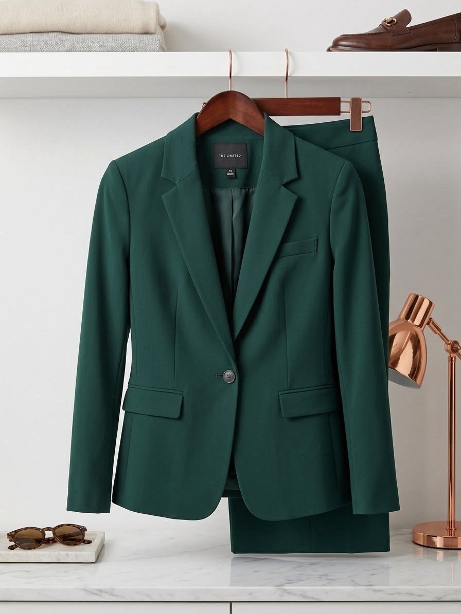 THE LIMITED Green Pant Suit Set Modern Blazer PS Trousers 6 Gorgeous NWT - $250+