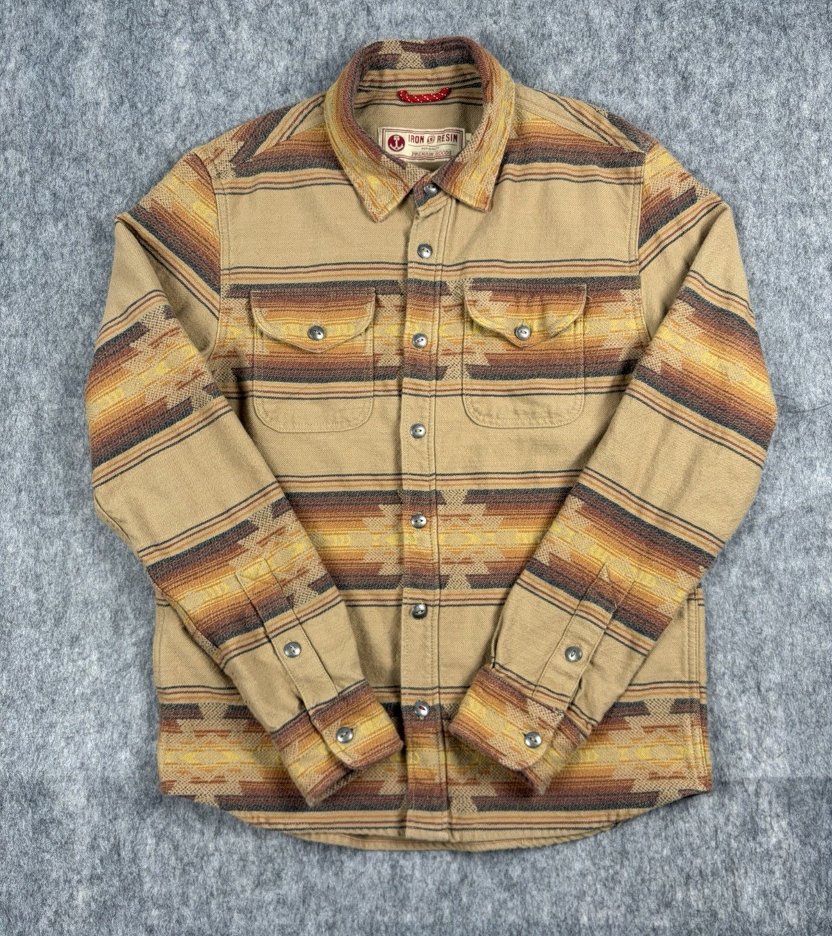 Iron And Resin Shirt Mens L Klamath Flannel Aztec Stripe Southwestern Native