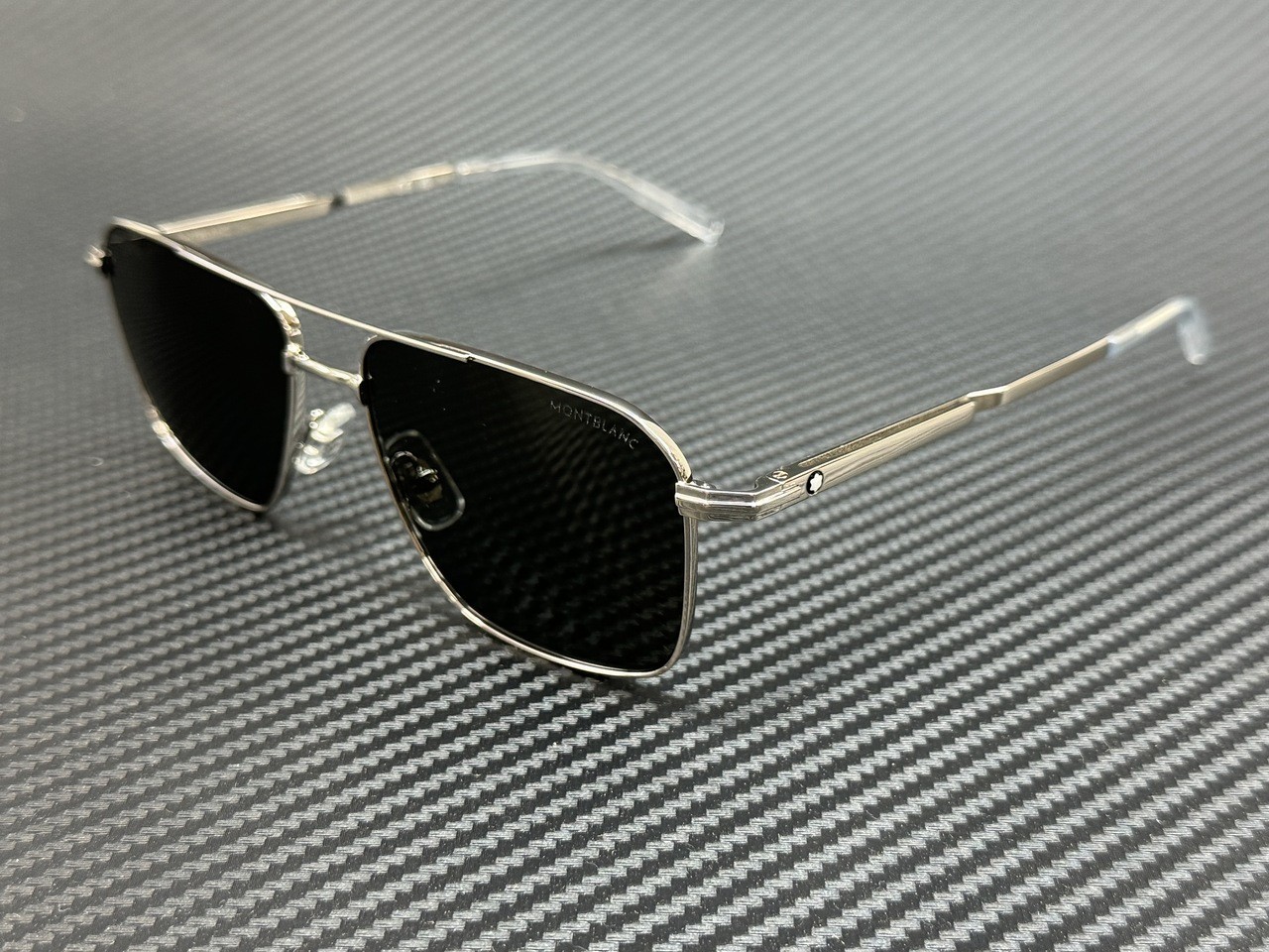 MONT BLANC MB0278S 001 Silver Grey Men\'s 56 mm Extra Large Sunglasses