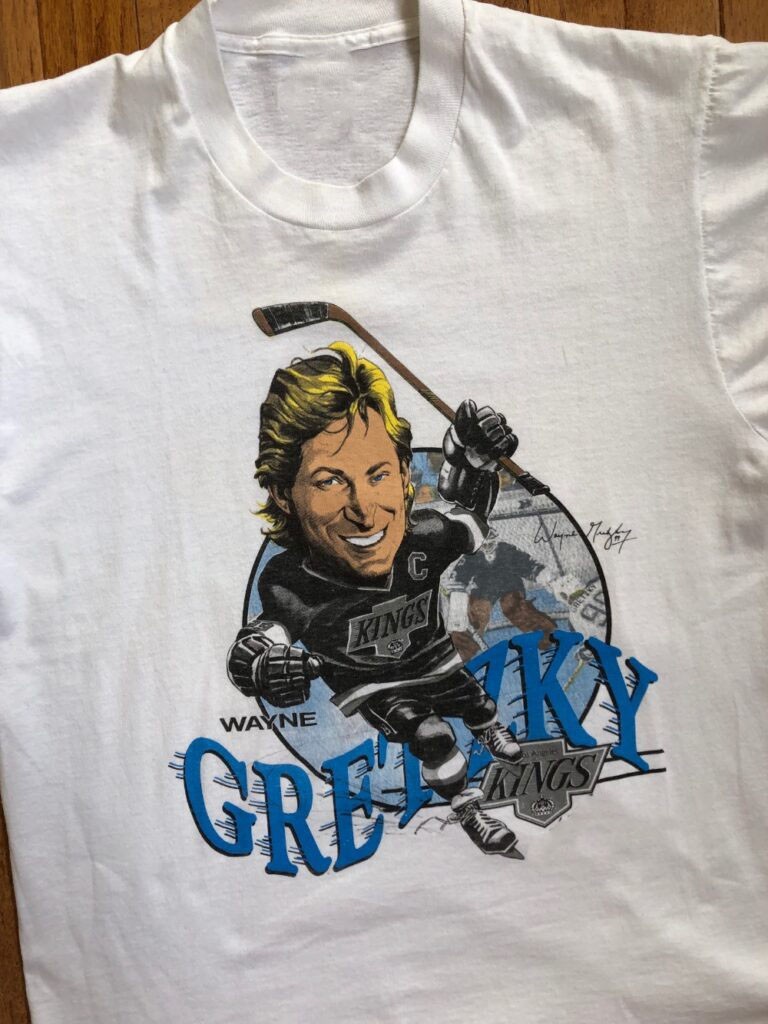 Vtg Wayne Gretzky Caricature Heavy Cotton White For Men All Size Shirt EE38