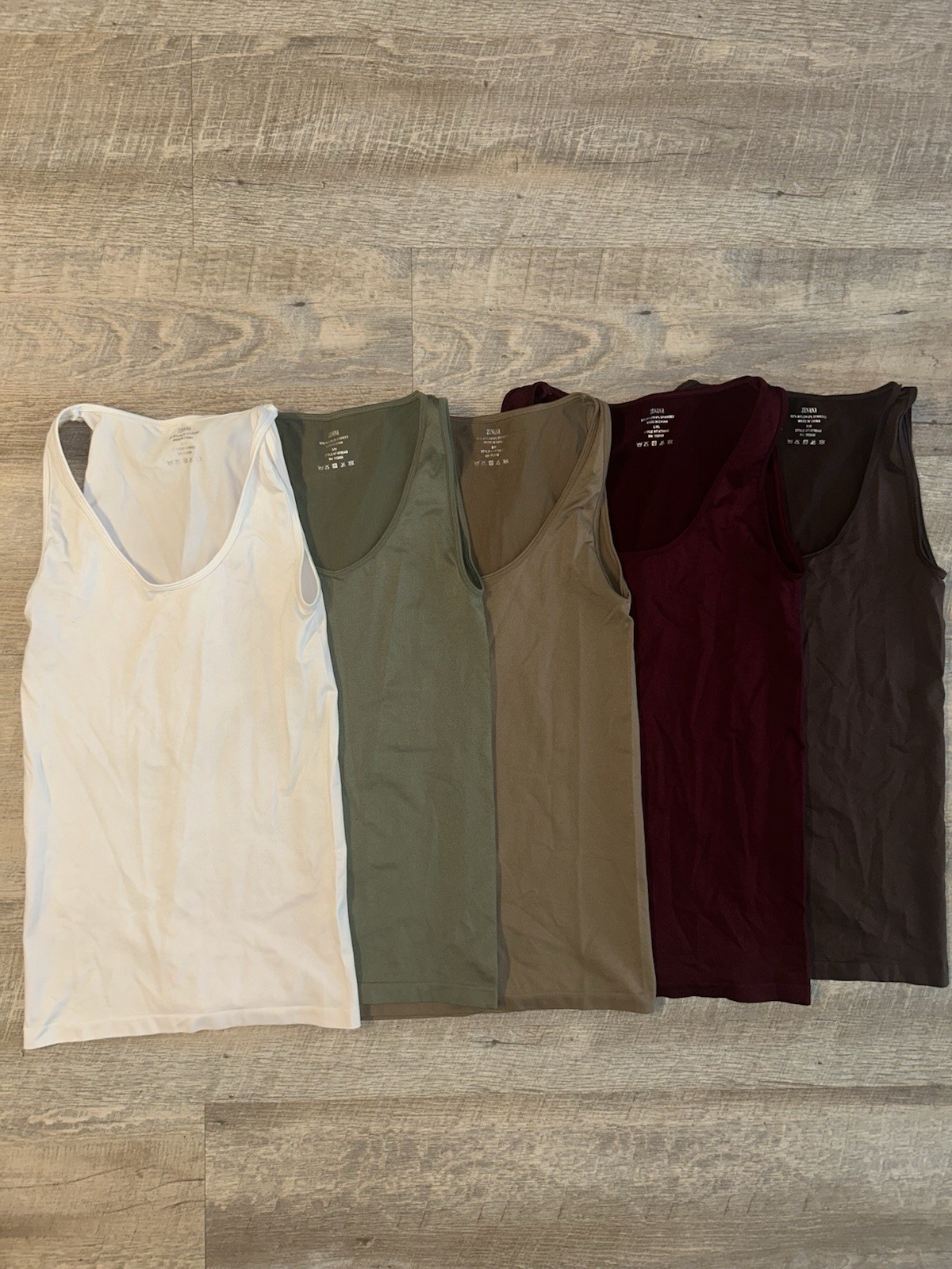 Zenana Seamless Tank Tops Lot S/M L/XL Nylon Spandex Layering Cami Ribbed 5 Pack