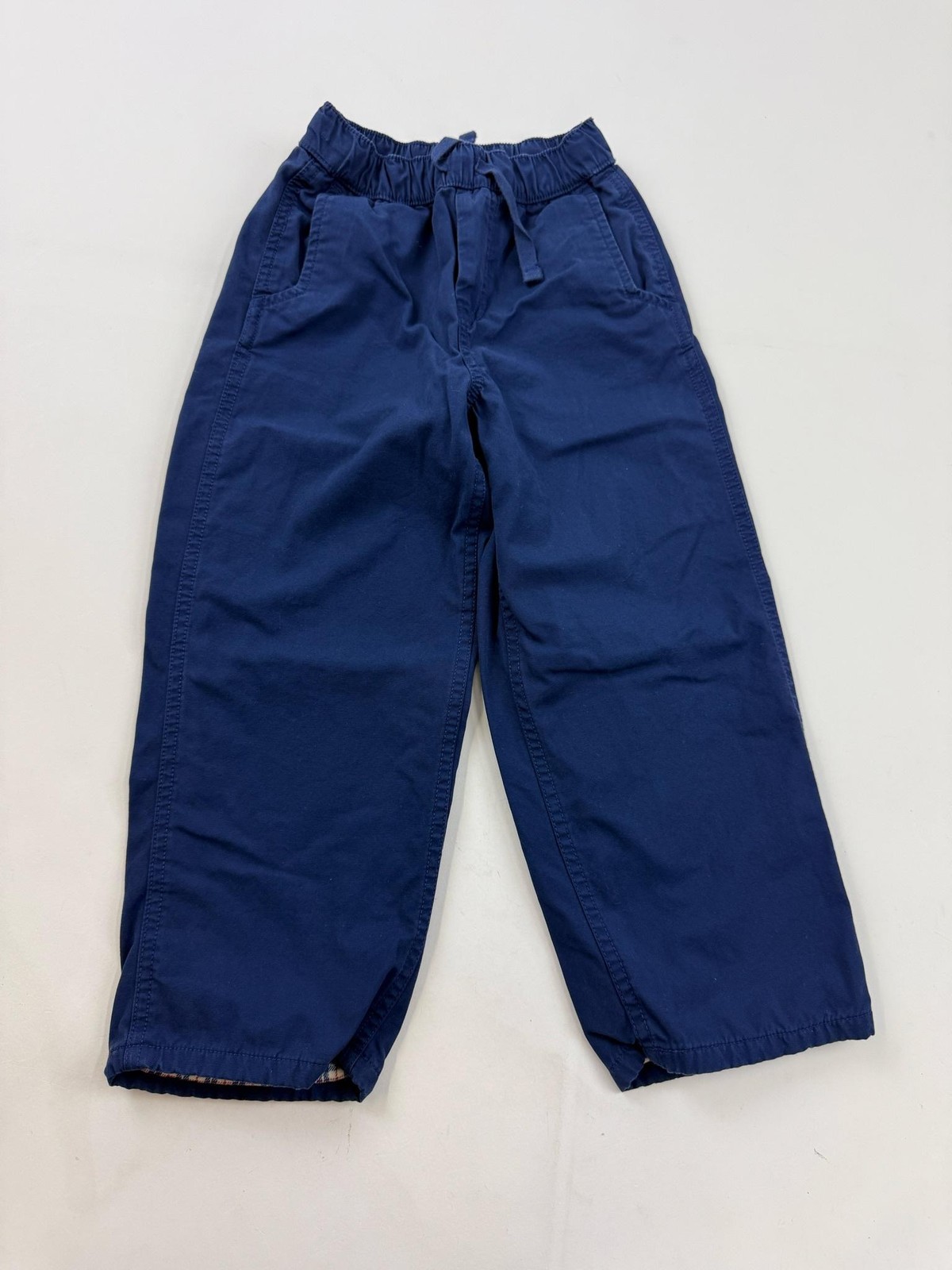 Hanna Andersson Pants Kids 5 Blue Flannel Lined Chino Elastic Waist Winter