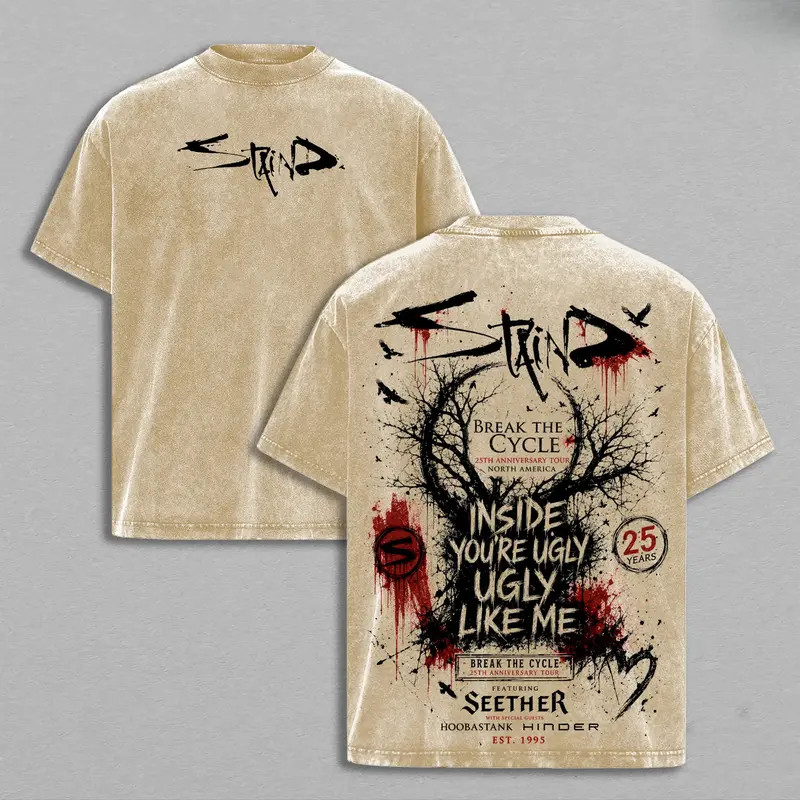 Staind Break The Cycle 25th Anniversary Tour Washed T-Shirt Gift for Fans