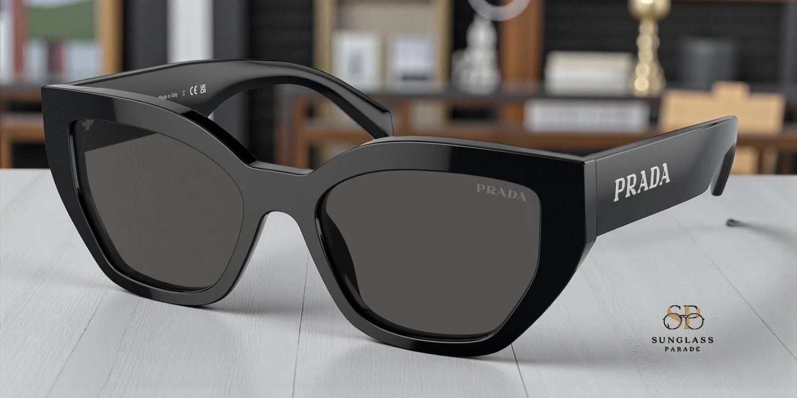 PRADA PR A09S 1AB5S0 Black Dark Grey 53 mm Women\'s Sunglasses