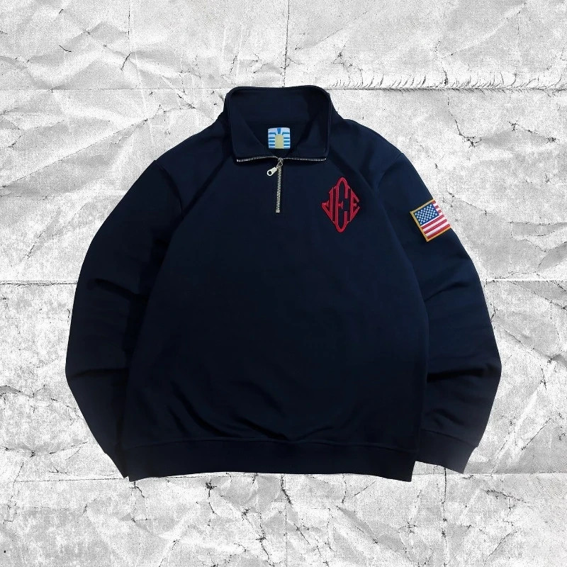Y2K Retro Quarterzip Pullover Hoodie American Vintage JEE