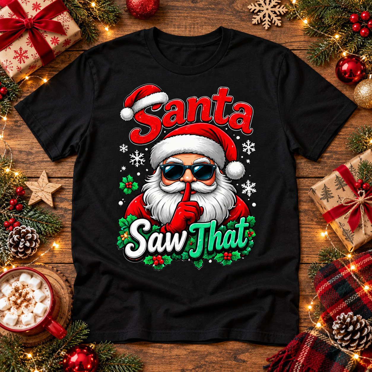 Santa Saw That Funny Naughty Christmas Humor Unisex T-Shirt