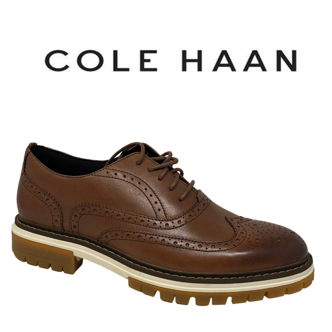 NWB Men\'s COLE HAAN Tahoe Featherfeel Wingtip Oxford, 8, British Tan