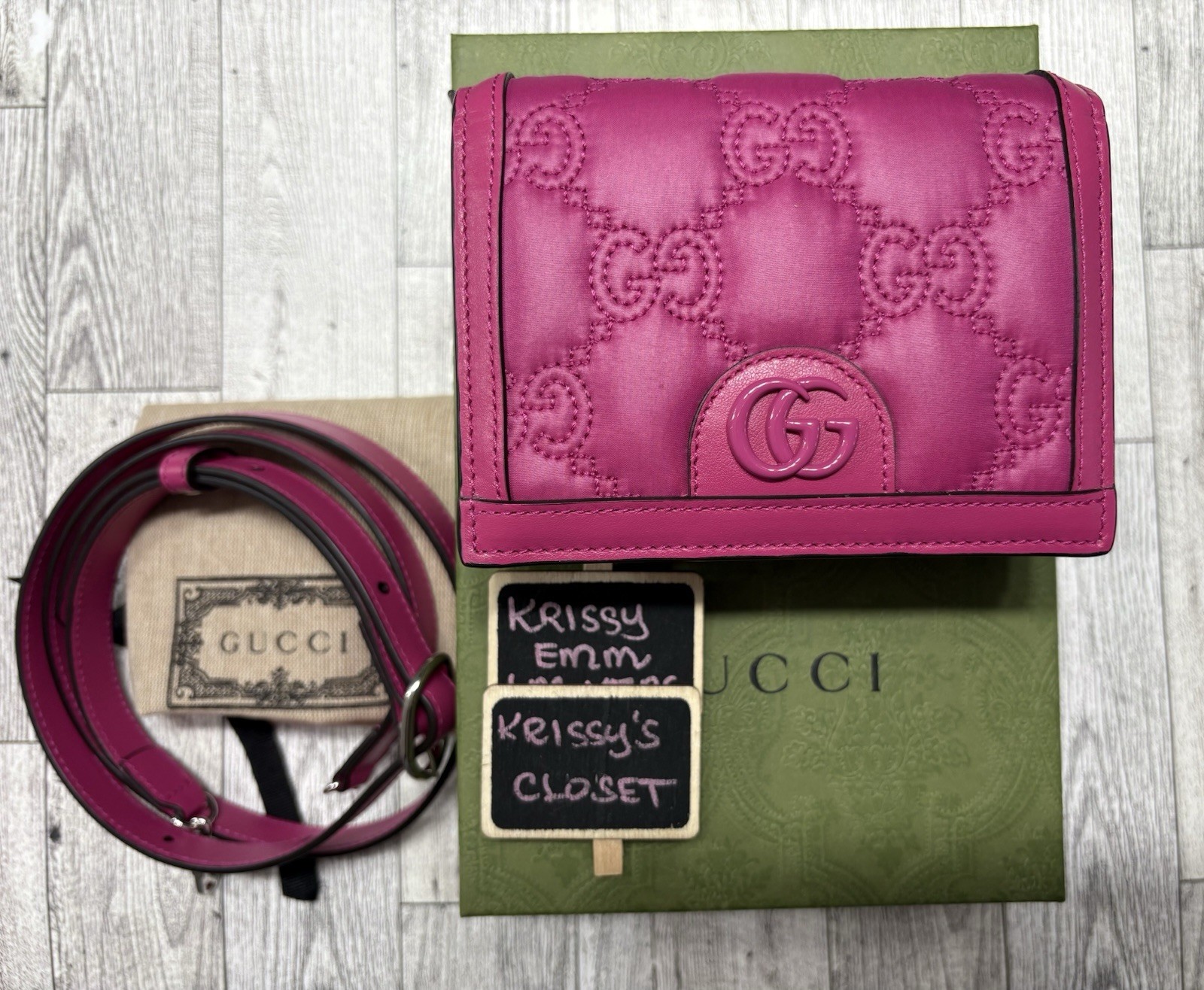 💖 Gucci Nylon Calfskin Enamel GG Matelasse Mini  Bag Lovely