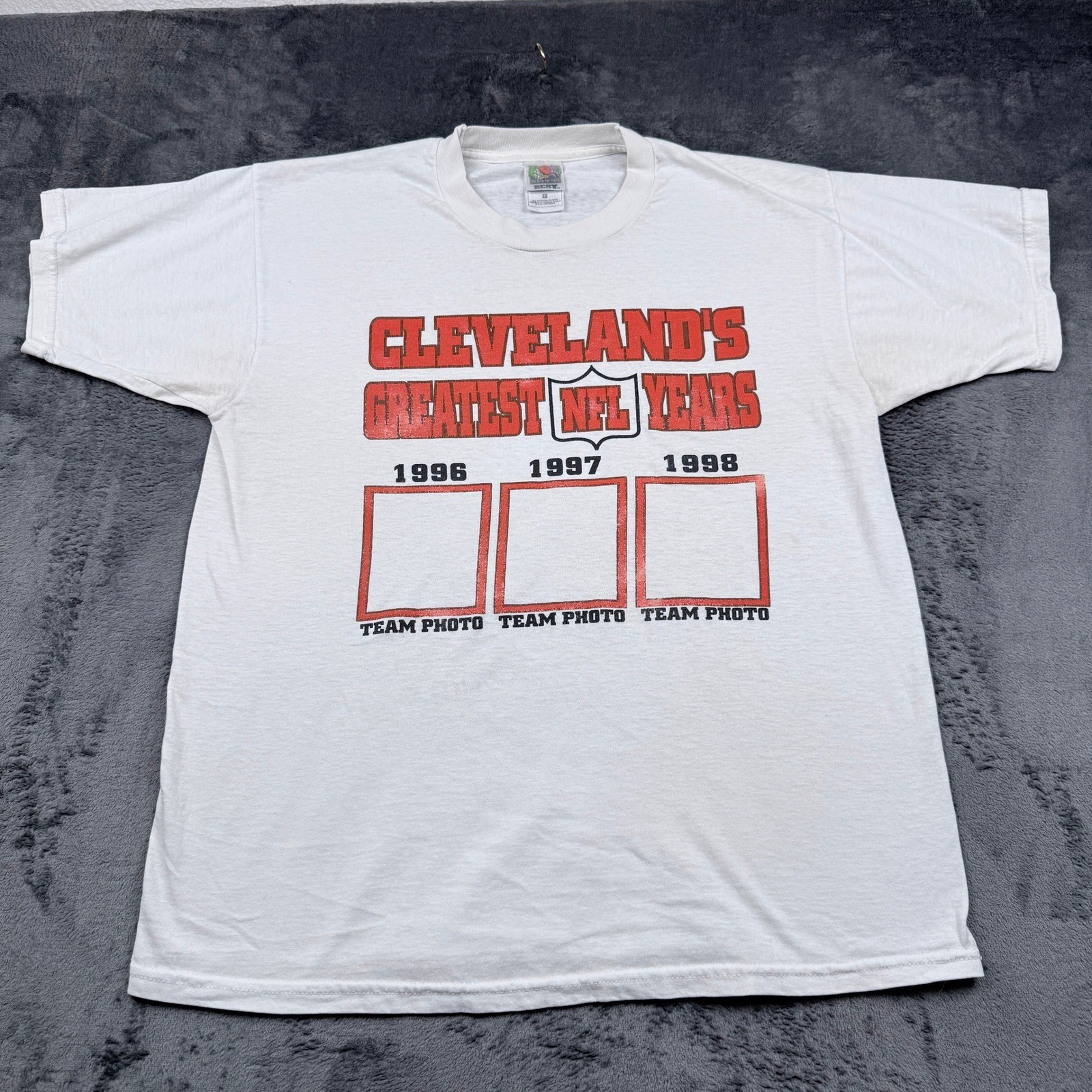 Vtg Fruit of the Loom Cleveland Greatest NFL Years T-Shirt Mens Large White Tee