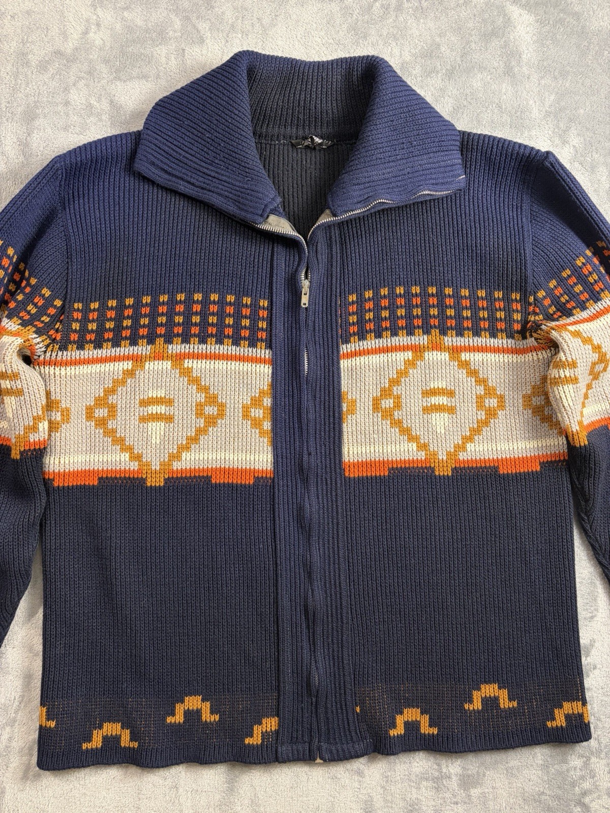 Vintage 70’s Zip Up Aztec Pure Virgin Acrylic Men’s Sweater