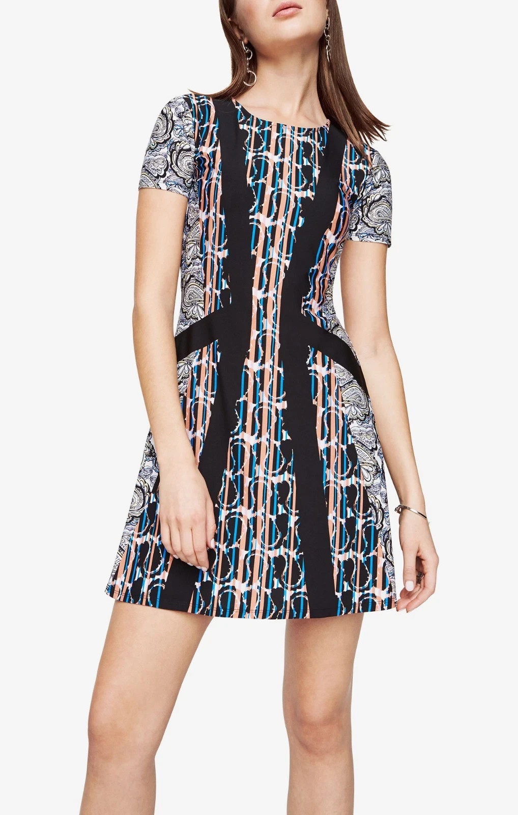 NEW $178  BCBG MAXAZRIA  ALEAH STRETCH DESK TO DINNER  PRINT DRESS size M