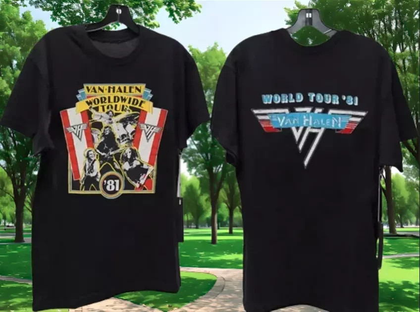 Van Halen Vintage 1981 World Tour Classic Hard Rock Live Music Concert T-Shirt