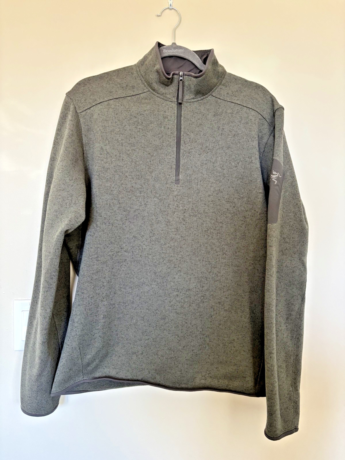 mens arc\'teryx 1/4 zip fleece jacket large green excellent 