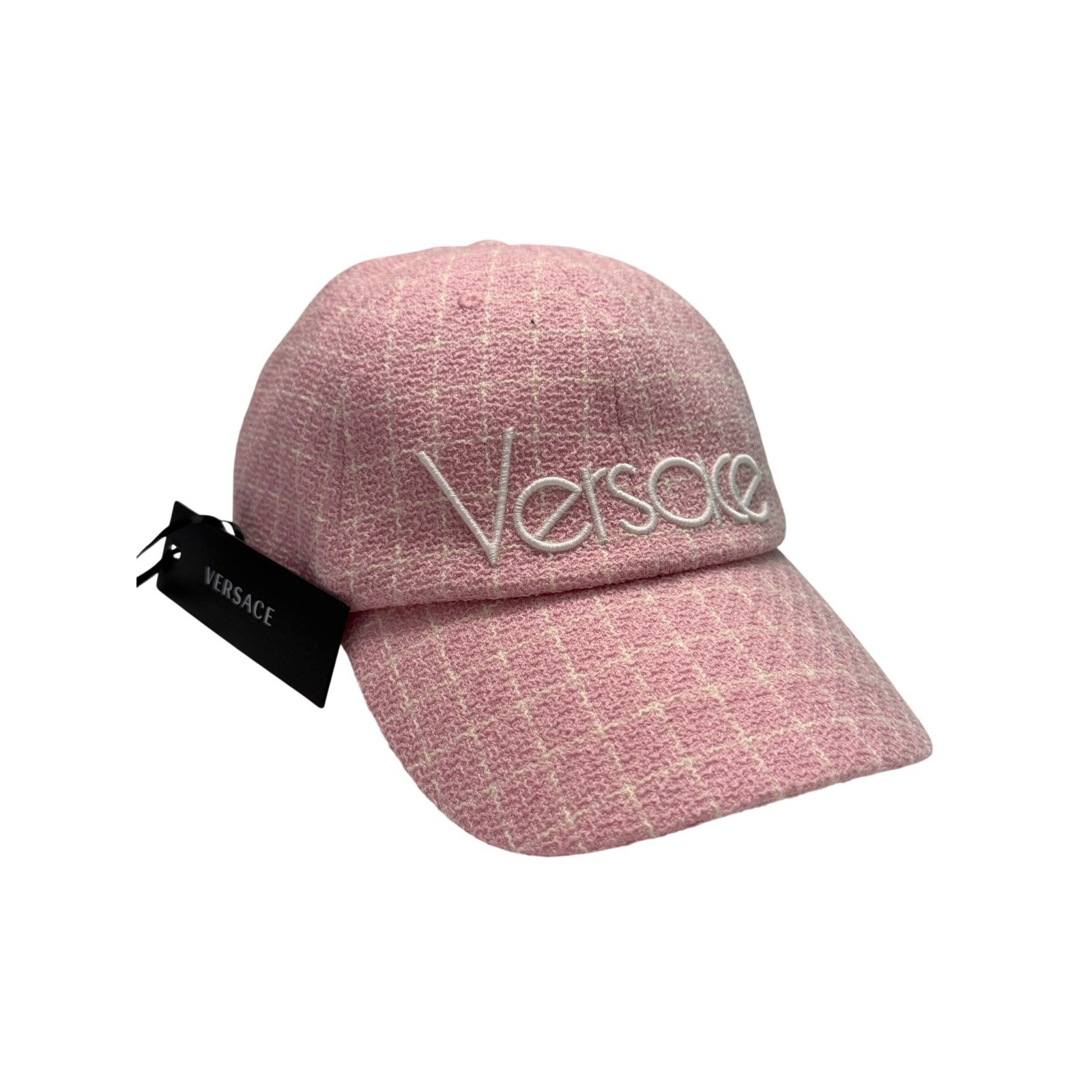 Authentic VERSACE Pink Tweed Plaid Baseball Cap 1978 Re-Edition Logo Hat Size 57