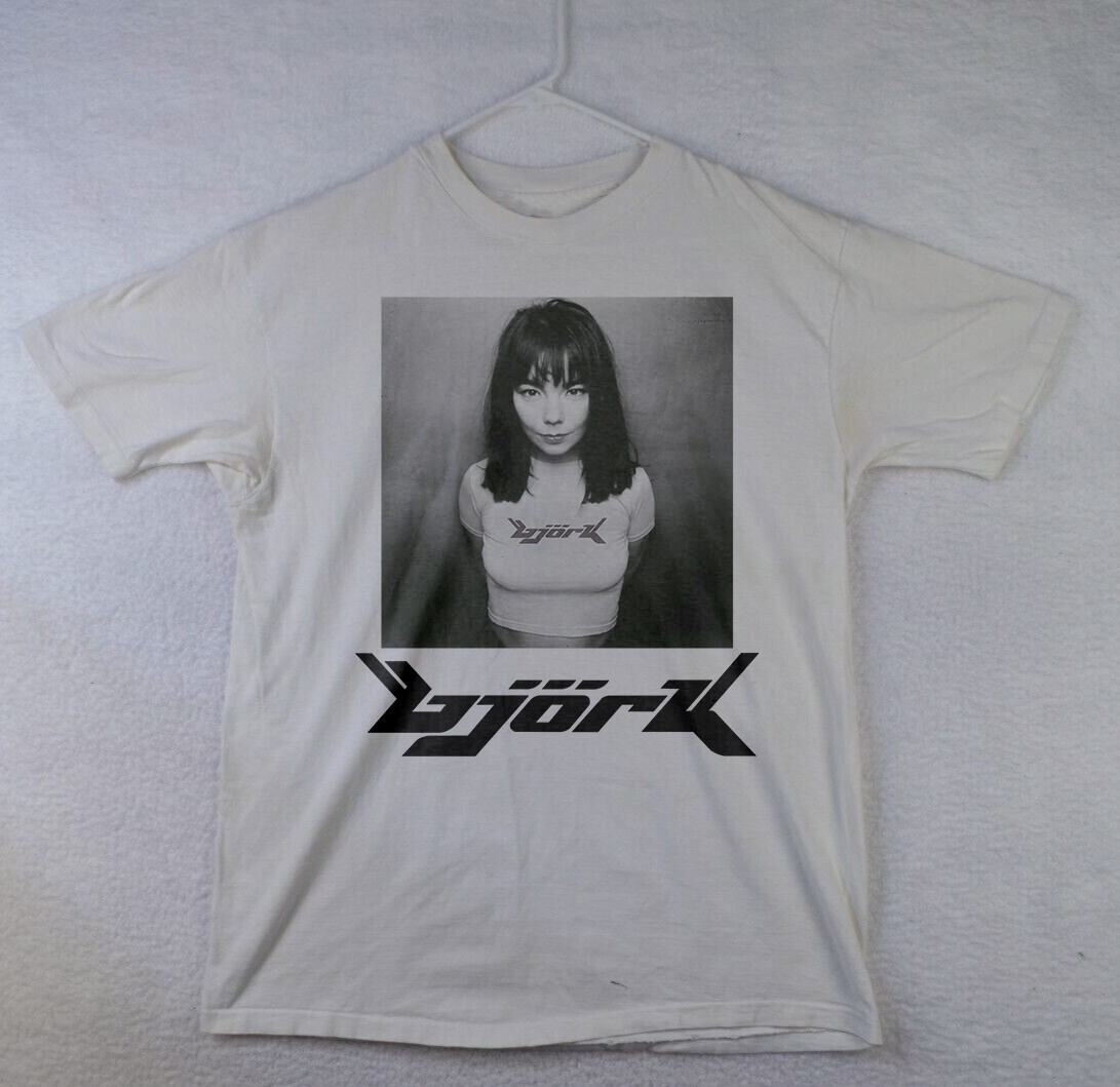Björk Debut Era Retro 90s Electronic Art Pop White Graphic T-Shirt