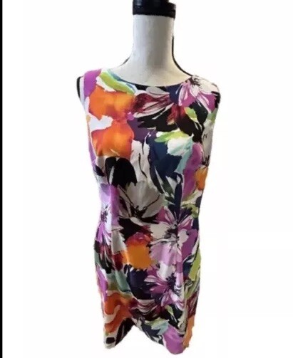 👗🐩 ALYX Womens Floral Stretch  Sleeveless Body Con Dress 14 Zipper 40 X 36