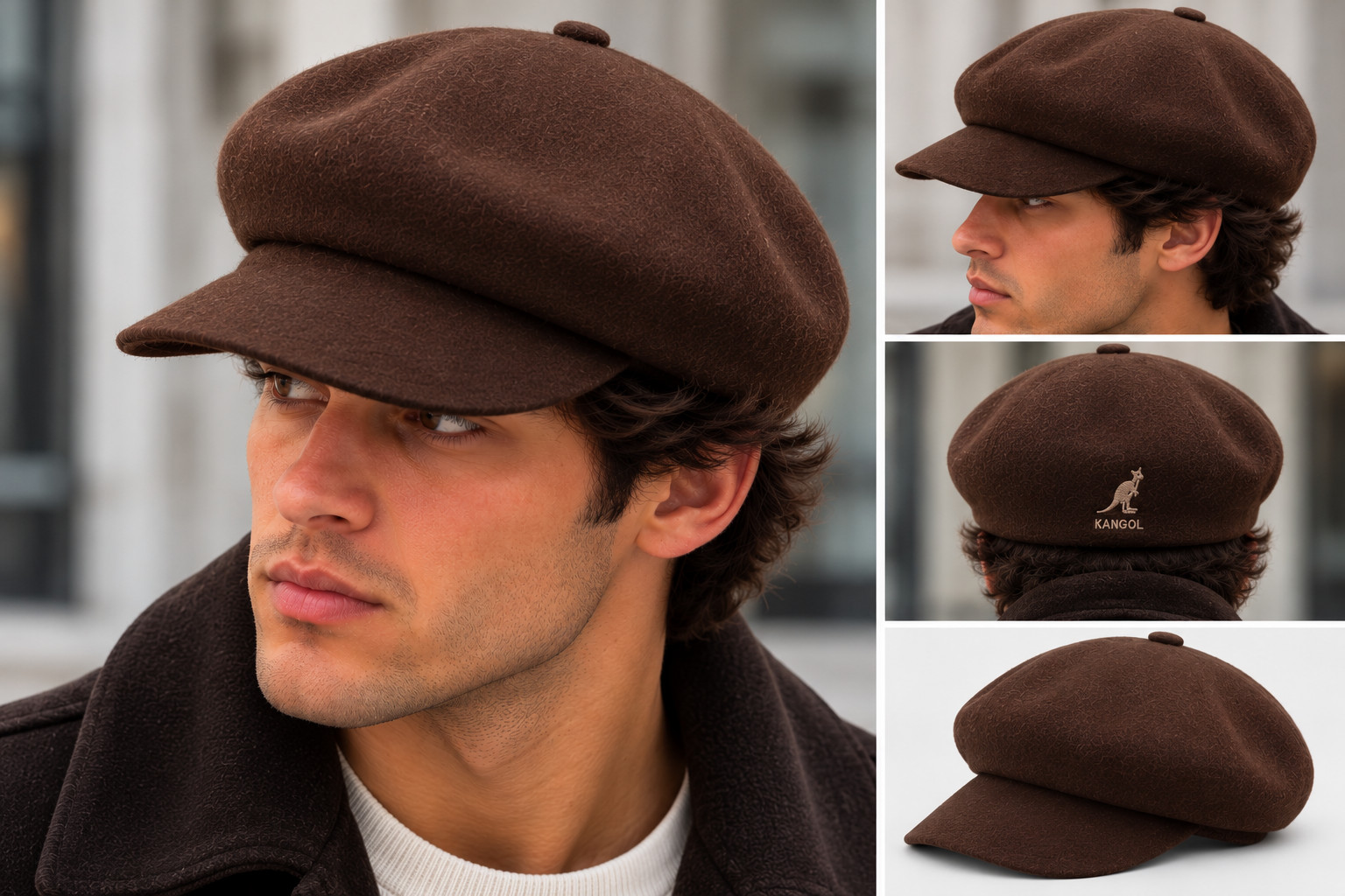 Kangol Wool Spitfire Cap Brown Size Large 75% Wool 20% Chlorofibre Newsboy Hat