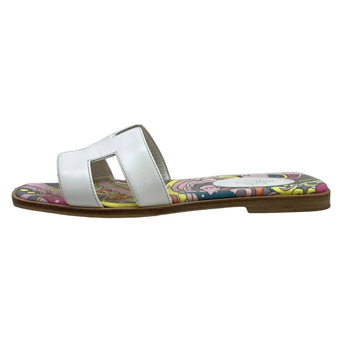 HERMES Oran White Leather Women\'s Sandals