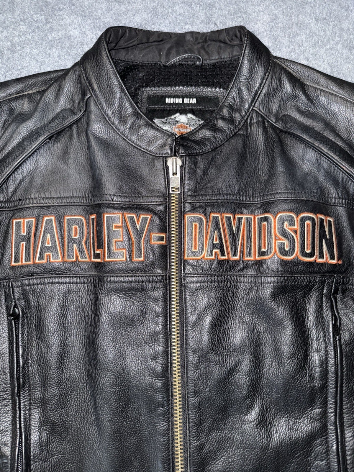Harley Davidson Roadway Leather Riding Jacket Mens XL Black Bar&Shield Authentic