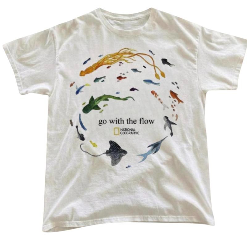 Marine Animals \'Go With The Flow\' T-Shirt, Ocean Shirt, Animal Tee, Gifts Shirt,