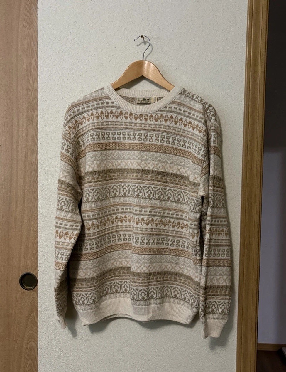 L.L.Bean Vintage 1980s Fair Isle Patterned Crewneck Sweater Men\'s Size Medium