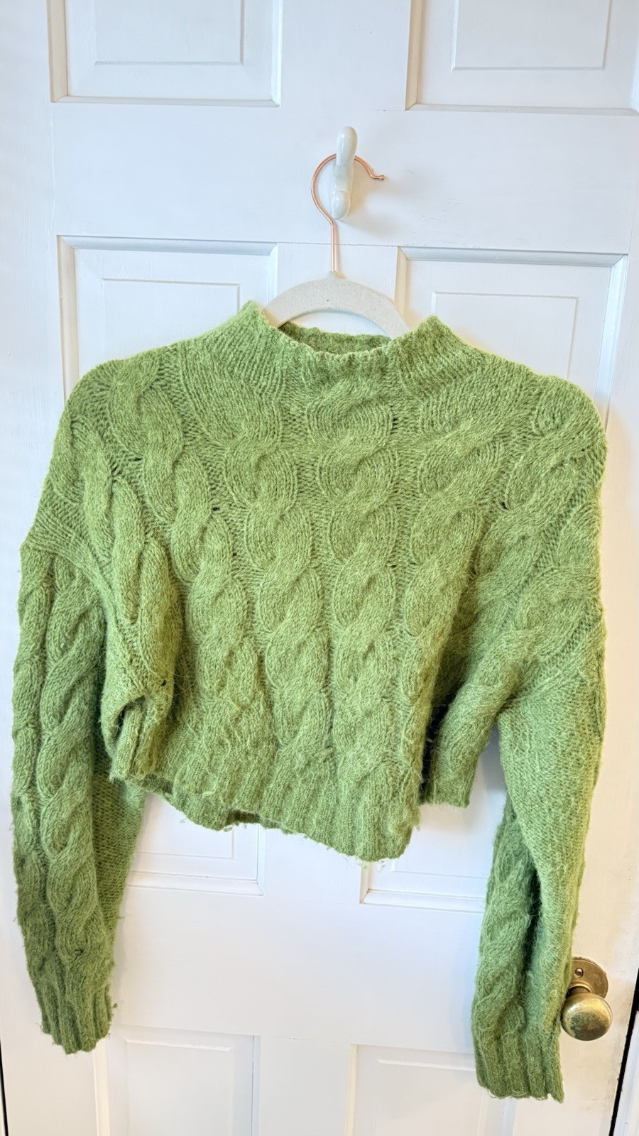 GAIA x Gap Green Cable-Knit Mock Neck Cropped Pullover Sweater Women\'s XS