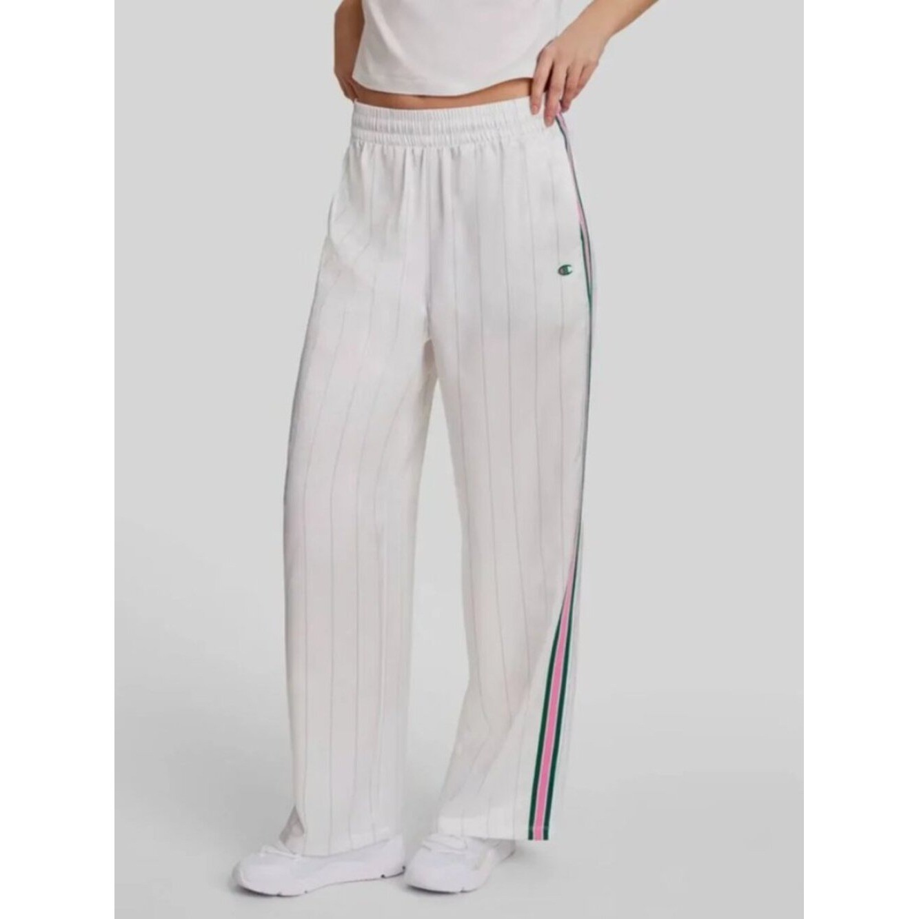Champion Women\'s Game Set Match Pants - Bright White Pinstripe XL
