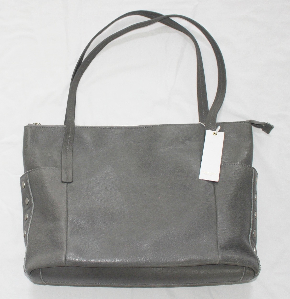 $495 New HAMMITT Addie Large Bag Tote Shoulder Women\'s Leather Blue Steel GRAY