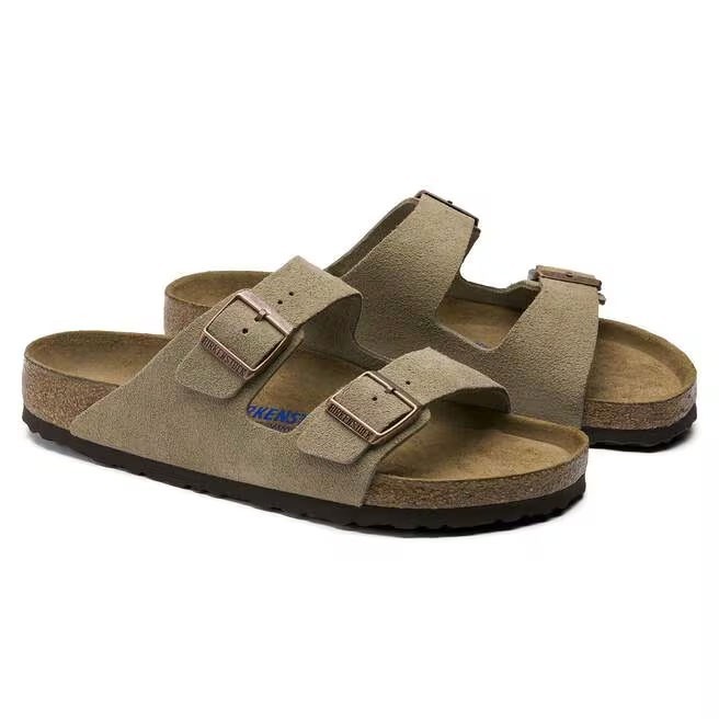 Birkenstock Arizona Soft Footbed Suede Leather Taupe Men\'s and Women\'s Sandals