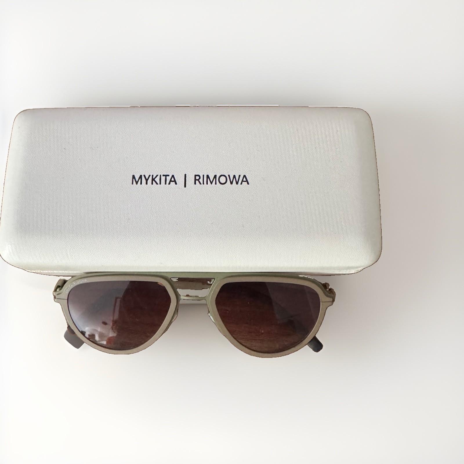 MYKITA RIMOWA MR006 Aviator Sunglasses Olive Khaki Green Brown Lens 53-19-140