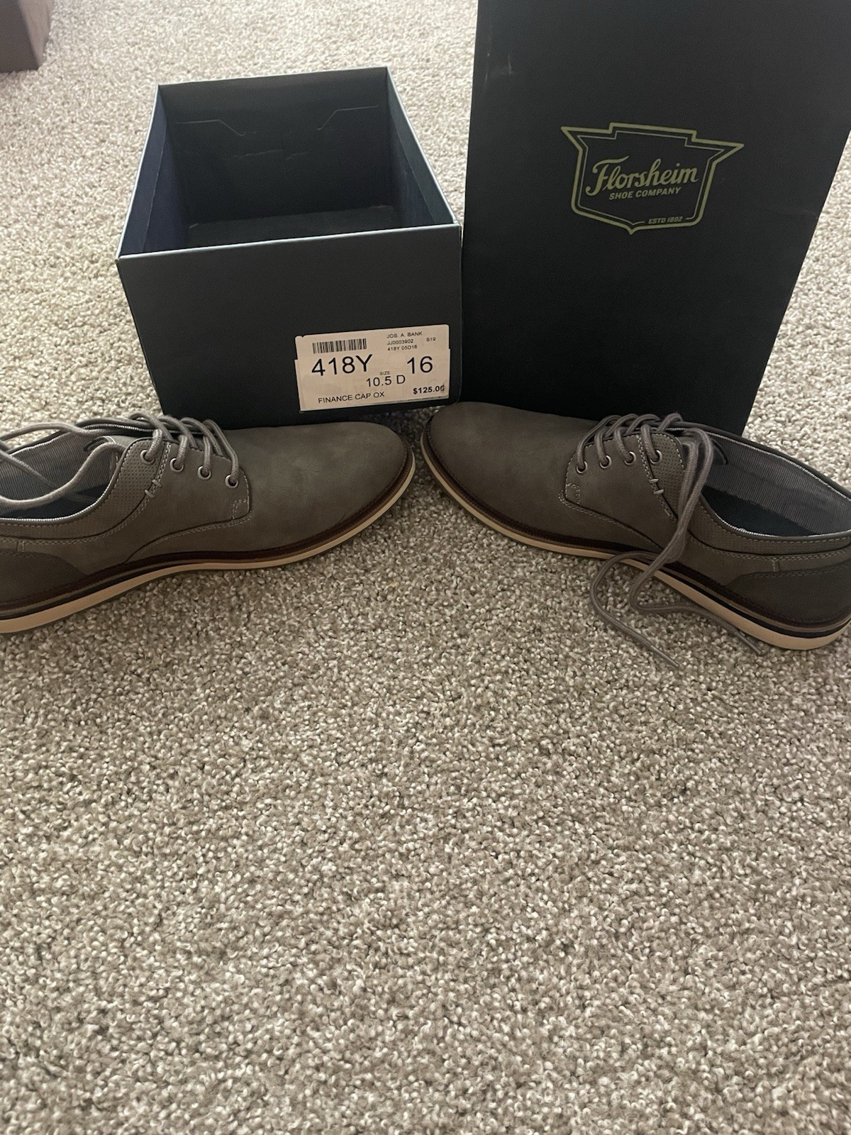 Florsheim Finance Cap Ox Men’s Gray Lace-Up Oxford Shoes 10.5 D Polyester